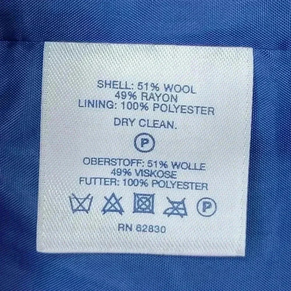 Lands' End Blue Wool Zip Up Collared Coat, Size 16p - Picture 10 of 10